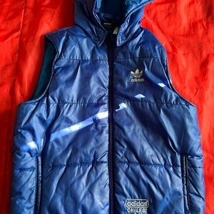Adidas Kids Shiny Blue Vest with hoodie